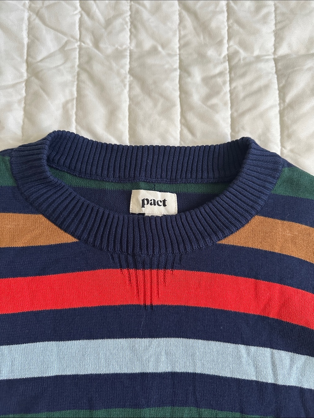 Pact Navy Multicolor Striped Crewneck Sweater - Picture 3 of 5